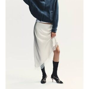 ZARA SATIN EFFECT ASYMMETRICAL SKIRT M